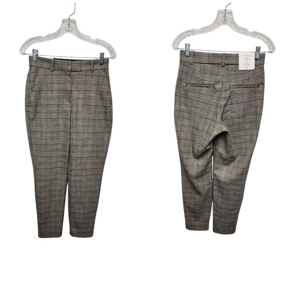H&M Brown/Black Plaid Ankle Fit Trouser Dress Pants Size US 4 - Picture 1 of 8